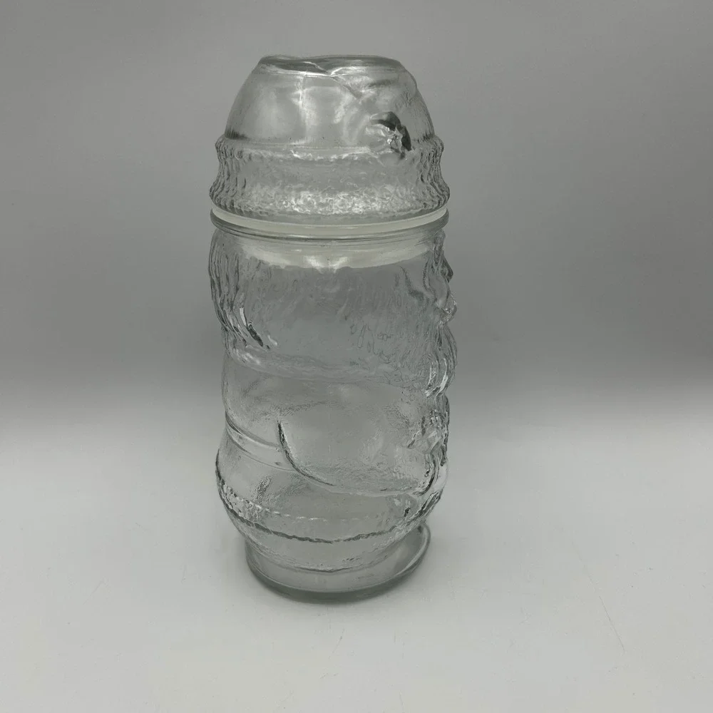 Libbey Santa Claus Jar Clear Glass 8.5in Christmas Embossed EUC Vintage 90's